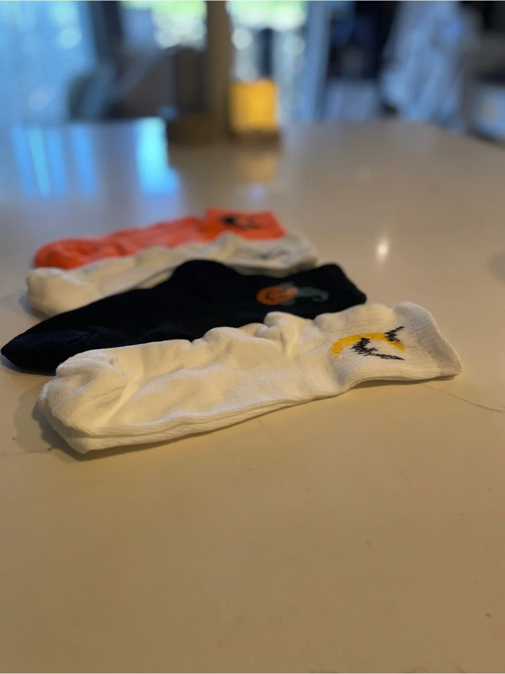 Kids Halloween Crew Socks - Pack of 4 - Orange, White & Black